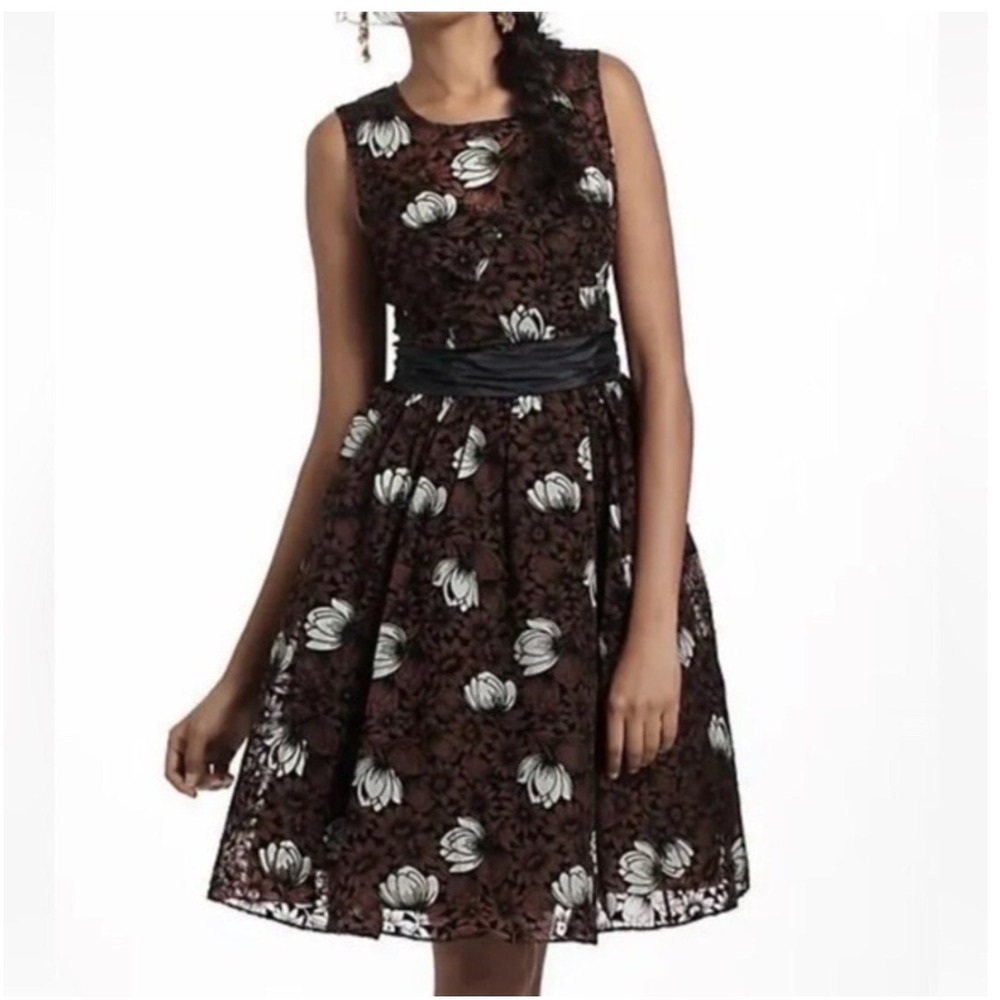 Frock by Tracy Reese Womens Brown‎ Floral Fit and Flare Dress Sleeveless Size 4